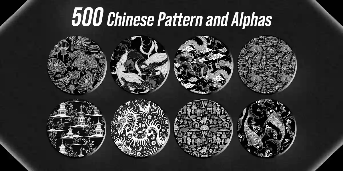 500 Chinese Pattern and Alphas – Standard License