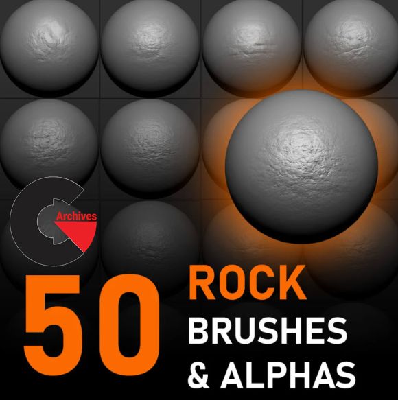 50 High Quality Rock Alphas & Brushes – 建模笔刷